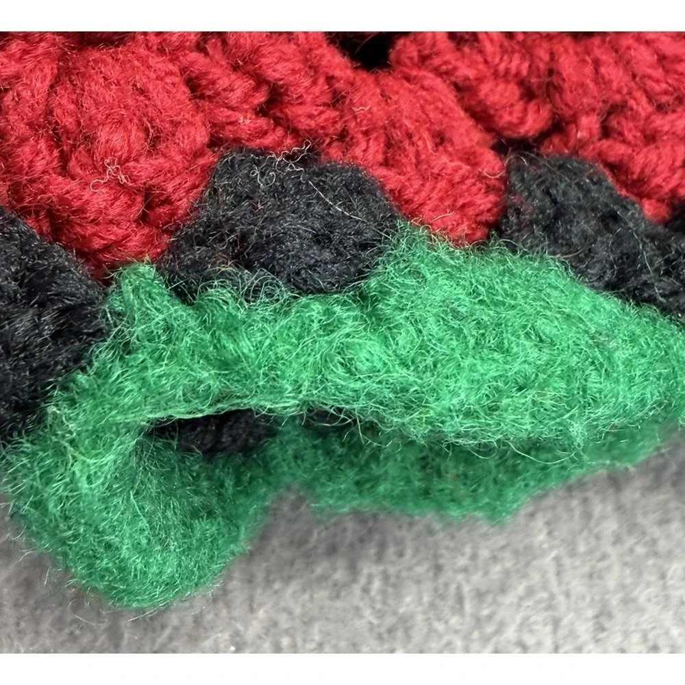 Vtg Crochet Roseanne Granny Square Afghan Throw Lap Blanket Colorful Multi 47x41